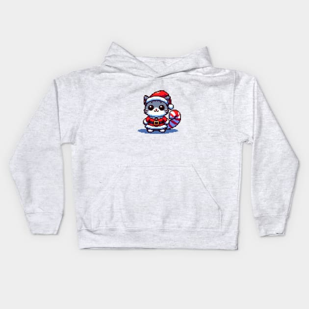 8 Bit Christmas Redcat Kids Hoodie by nerd.collect